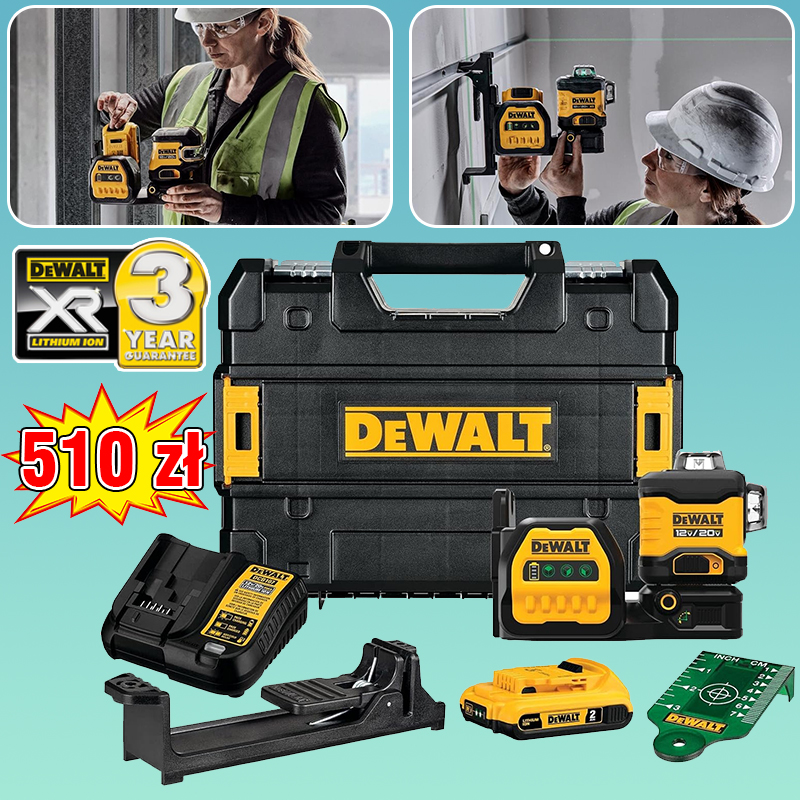 Promocja produktów DeWalt w listopadzie: Zestaw Poziomicy Laserowej DCLE34030G 20V/12V MAX w cenie promocyjnej tylko 510 zł